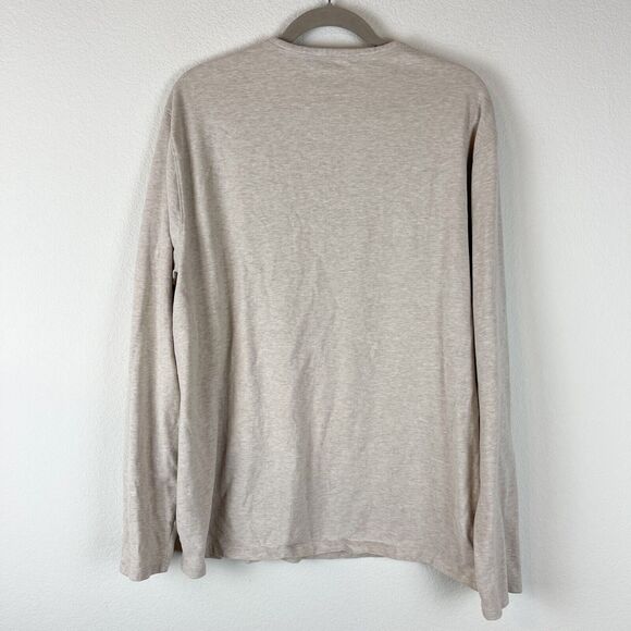 Vince Sueded Jersey Long Sleeve Henley Shirt Mens XL Beige Soft Classic Preppy - Picture 12 of 16